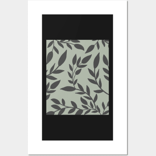 Abstract Pastel Blue  Botanical  Leaves Pattern Posters and Art